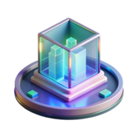 reflective mesmerizing Concept art style isolated cutout of a holographic, interactive architectural display screen with Transparent Background perfect clarity png