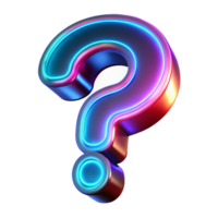 immaculate ethereal geometric A single, floating question mark made of glowing neon light with Transparent Background detailed png