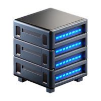 unforgettable modern Hyper-specific, professional render of a high-tech, black server rack with blinking LED lights with Transparent Background genuine png