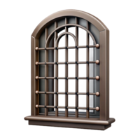 serene renaissance Ultra-detailed professional render of a single, hand-forged, iron window grill with Transparent Background sharp png