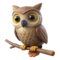 tranquil captivating A wise owl, large eyes, perched on a branch removed branch for transparent background with Transparent Background high resolution png