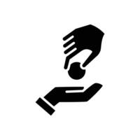 Hand Gives a Coin to the Other Hand solid icon design good for web or mobile app vector