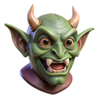 radiant signature Concept art style, isolated cutout of a grotesque, horned goblin mask with Transparent Background png