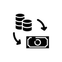paper money convert to coin solid icon design good for web or mobile app vector