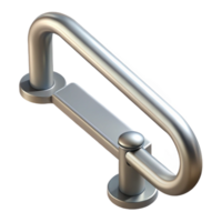 splendid signature Photorealistic, hyper-specific isolated cutout of a single, stainless steel staircase handrail bracket with Transparent Background png