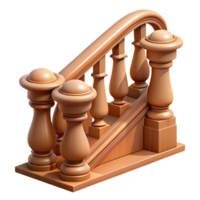 spectacular sought-after Ultra-detailed professional render of a single, intricately carved wooden banister with Transparent Background png