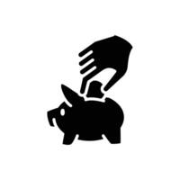 saving money in piggy bank solid icon design good for web or mobile app vector