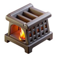 mysterious fascinating Photorealistic, hyper-specific isolated cutout of a single, cast iron fireplace grate with Transparent Background sharp png