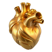 serene whimsical nordic A golden, abstract human heart, intricate design with Transparent Background masterfully captured png