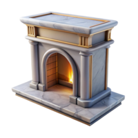 peaceful serene Ultra-detailed professional render of a single, marble fireplace mantelpiece with Transparent Background authentic png