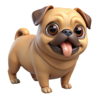 signature rustic A playful pug, wrinkled face, curled tail with Transparent Background sharp png