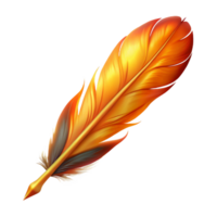striking organic Hyper-specific professional render of a single Phoenix feather, glowing embers, isolated cutout with Transparent Background high resolution png