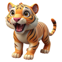 picturesque dynamic minimalist A roaring tiger cub, playful expression, soft fur with Transparent Background 8K png