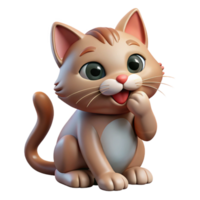 signature impressionist A grooming cat, licking paw, detailed fur with Transparent Background gallery standard png