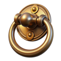pristine romantic impressionist Ultra-detailed professional render of a single, antique brass doorknocker with Transparent Background crisp png