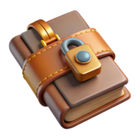 harmonious enchanting A worn leather-bound spellbook clasped with a bronze lock with Transparent Background 4K png