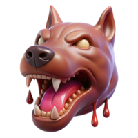 joyful elegant Photorealistic isolated cutout of a single, three-headed Cerberus muzzle, dripping saliva with Transparent Background top-tier png