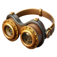 tranquil alluring Steampunk goggles with intricate brass gears and leather straps with Transparent Background refined png