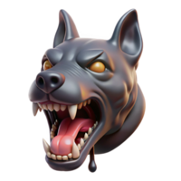 stunning peaceful urban Photorealistic isolated cutout of a single, three-headed Cerberus muzzle, dripping saliva with Transparent Background museum quality png
