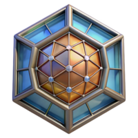 spectacular acclaimed Ultra-detailed professional render of a single, stained glass window panel, depicting abstract geometric patterns with Transparent Background png