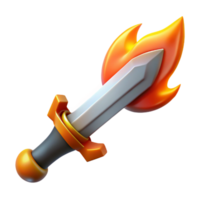 passionate fascinating Concept art style, isolated cutout of a stylized, flaming sword hilt with Transparent Background gallery standard png