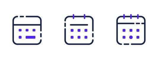 Glitch-style calendar icons with dotted lines vector