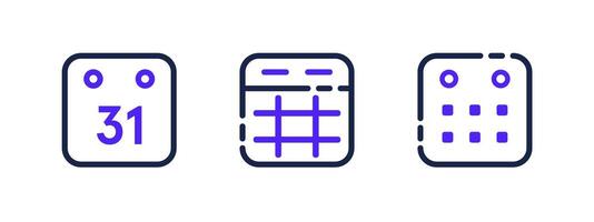 Dotted glitch calendar icons with tech-style design vector