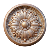 mesmerizing elegant Ultra-detailed professional render of a single, decorative ceiling medallion with Transparent Background flawless png