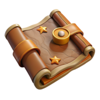 harmonious dramatic Hyper-specific, professional render of a worn, leather-bound map with intricate details with Transparent Background gallery standard png
