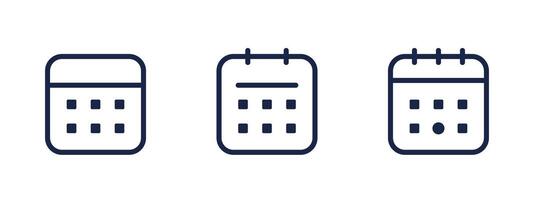 Minimalist calendar icons with clean grid lines vector
