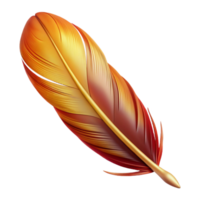 immaculate remarkable A realistic rendering of a single feather from a phoenix with Transparent Background png