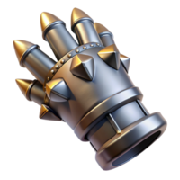sumptuous signature Hyper-specific, professional render of a single, gleaming, metal gauntlet with spikes with Transparent Background png