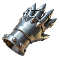 sumptuous distinguished Hyper-specific, professional render of a single, gleaming, metal gauntlet with spikes with Transparent Background png