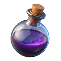 standout impressionist Photorealistic, hyper-specific professional render of a single, magical potion bottle, swirling liquid, cork stopper with Transparent Background fine detail png