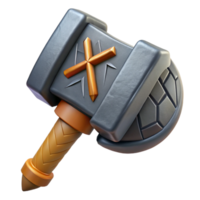 picturesque calm bohemian Concept art style, isolated cutout of a single, ancient dwarven warhammer, rune-etched head, cracked wooden handle with Transparent Background gallery standard png