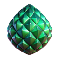 striking minimalist Ultra-detailed, photorealistic isolated cutout of a single, polished dragon scale, iridescent, textured, emerald green with Transparent Background sharp png
