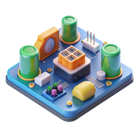 whimsical dazzling Circuit board with various components with Transparent Background exclusive png
