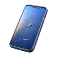 serene playful organic Smartphone with cracked screen with Transparent Background handcrafted png