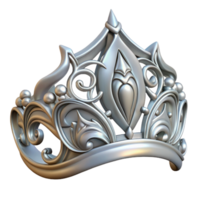 spectacular artistic Ultra-detailed, concept art style professional render of a single, ornate elven tiara, silver, delicate filigree with Transparent Background sharp png
