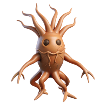 harmonious serene Hyper-specific, professional render of a single, withered mandrake root, humanoid form with Transparent Background refined png