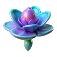 pristine peaceful bohemian Photorealistic, professional render, hyper-specific, isolated cutout of a single, bioluminescent alien flower with Transparent Background genuine png