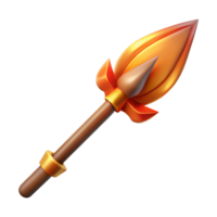 stunning rustic Ultra-detailed, concept art style professional render of a single, flaming arrow, fletched, burning tip with Transparent Background 8K png