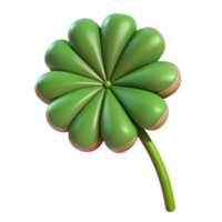 splendid minimalist Hyper-specific, professional render of a single, wilted four-leaf clover, brown edges, green center with Transparent Background premium png