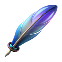 nostalgic striking Hyper-specific, professional render of a single, enchanted quill pen, feather, glowing ink with Transparent Background gallery standard png