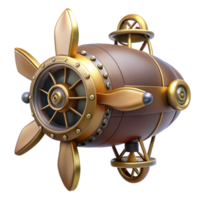 radiant standout Concept art style, hyper-specific professional render of a steampunk airship propeller with intricate gears and brass details Isolated cutout with Transparent Background png