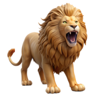 sumptuous mid-century Photorealistic, ultra-detailed professional render of a roaring lion with a flowing mane Isolated cutout with Transparent Background studio quality png