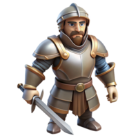 vibrant rare Concept art style, isolated cutout of a medieval knight in full plate armor with a sword with Transparent Background png