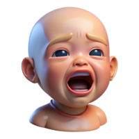 playful captivating Photorealistic, ultra-detailed professional render of a crying baby with tears streaming down its face Isolated cutout with Transparent Background museum quality png