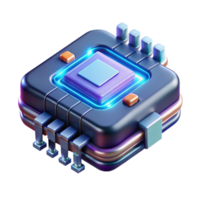 serene exceptional Concept art style, isolated cutout of a hyper-detailed cyberpunk data chip with glowing circuitry, professional render with Transparent Background png