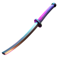 espléndido memorable fotorrealista, ultra detallado profesional prestar, aislado separar de un soltero cyberpunk katana con un brillante borde con transparente antecedentes png